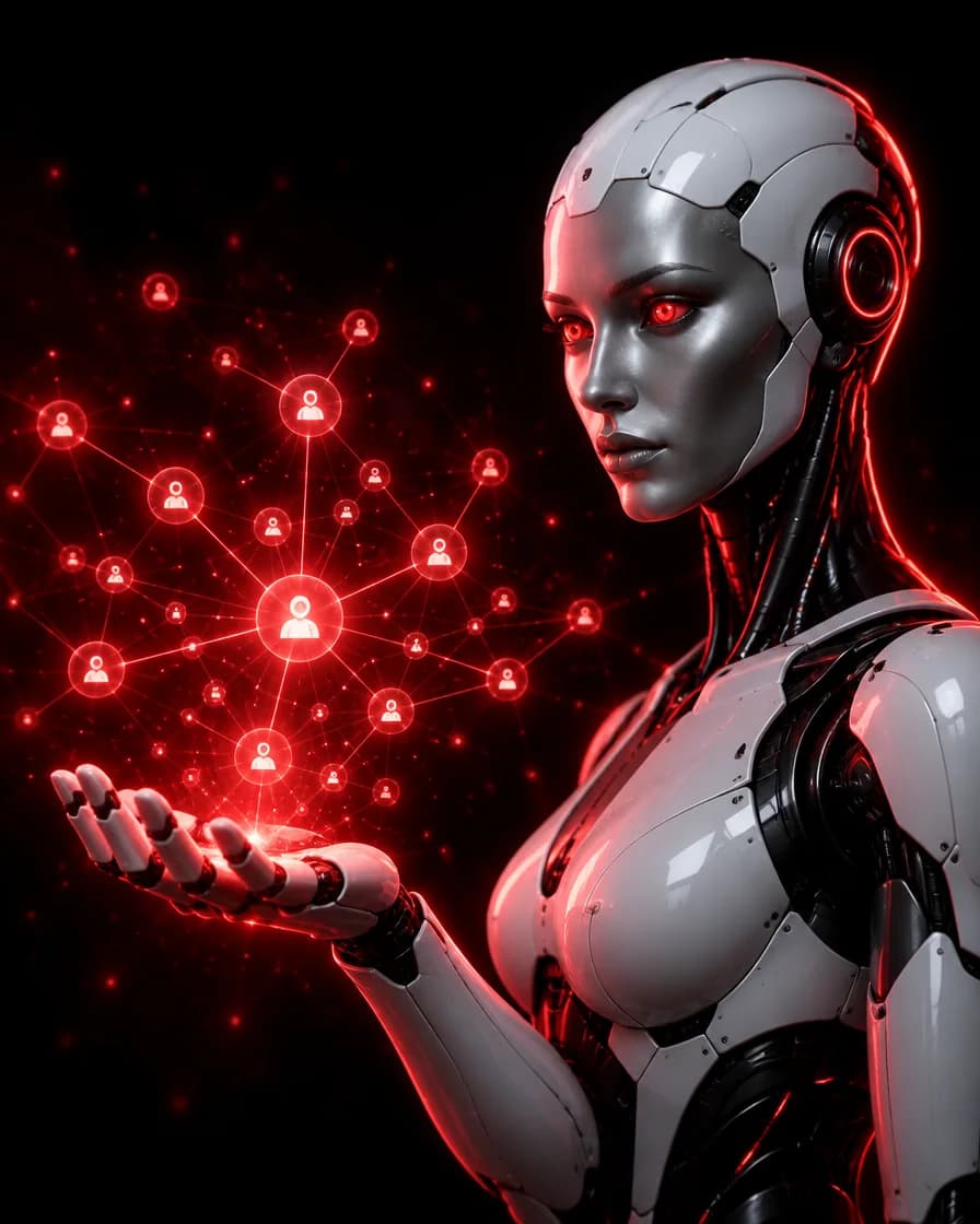 روبوت Lunessa AI يحمل شبكة إحالات مضيئة